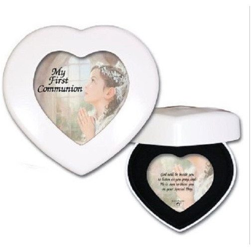 Communion Ivory Heart Music Box for Girl Plays Ave Maria